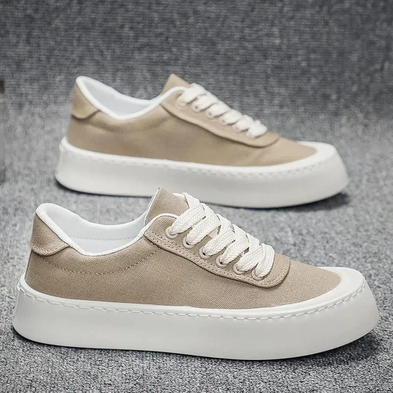 2026 Bagong Fashion Kumportableng Breathable Man Shoes Panlalaking Canvas Sneakers Panlabas na Makapal Sole Casual Board Shoes para sa Lalaki