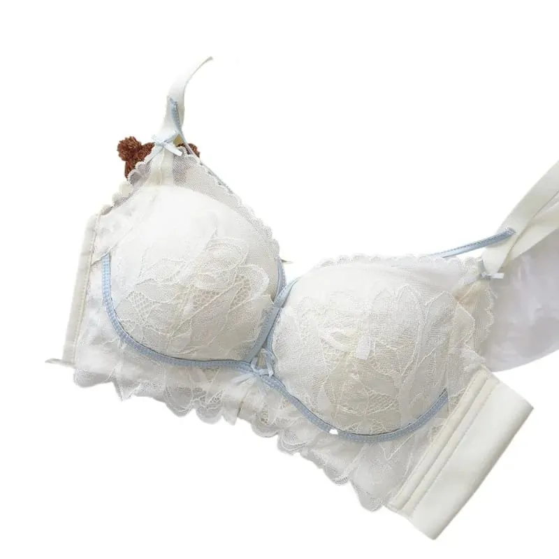 Ladies French Garden Lace Bra Set MOYISU 32-38 AB Wireless Thin Cup Push Up Lift Anti Sag Seksi جنسي Daily Small Bust Lingerie