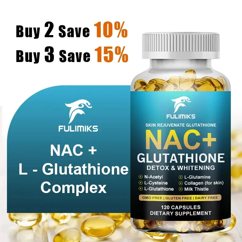 Glutathione & NAC Detox Formula Capsules Supports Antioxidant Protection Liver Function Skin Brightening & Immune Balance