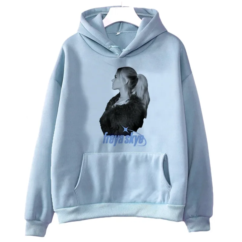 Freya Skye 2000s fashion hooded sweatshirt - Women's loose fit - Men's version. Cutecore. Suitable for both men and women.