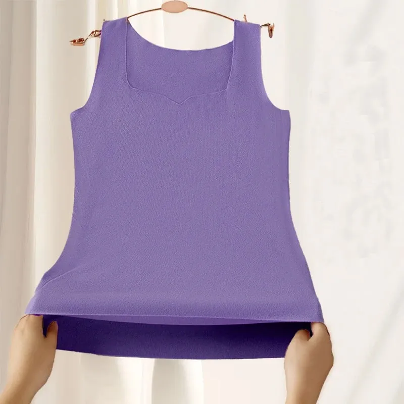 1pcs Women Thermal Tops Girls Traceless Solid Color Vest Base Layer Warm Tank Top Autumn Winter Female Sexy Slim Camisole — image 7