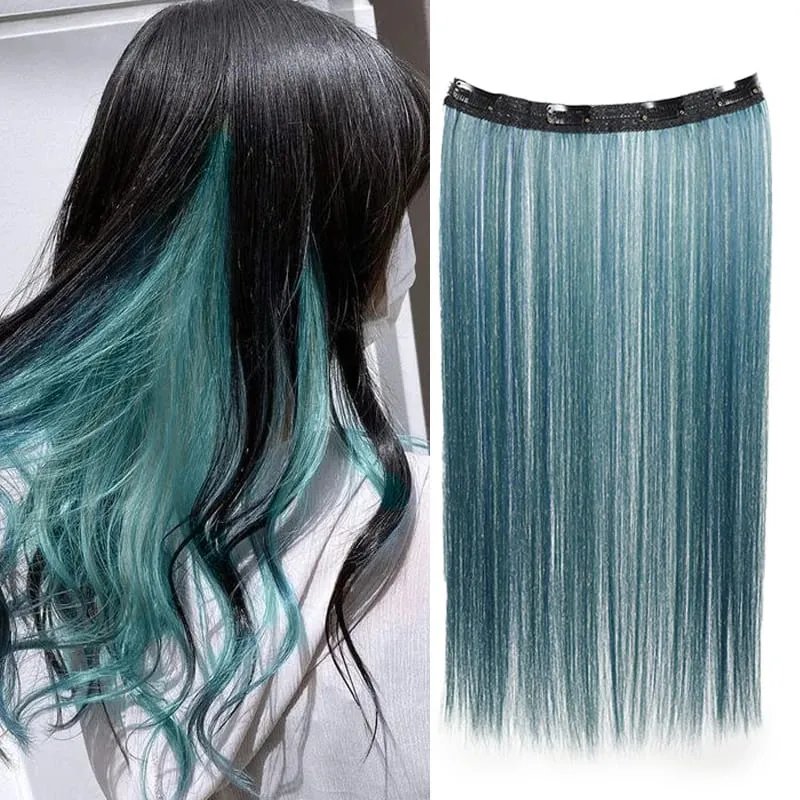 20inch Hair extensions Wig Hair Clips Hair piece Synthetic Straight Hair Extensions with 4clips for Women Halloween Party