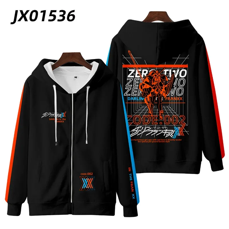 Hot Japan Anime Darling In The Franxx Cosplay Zipper Hoodies 3D Print Men Women Hip Hop Tracksuit Zipper Hoodie Men's Clothing