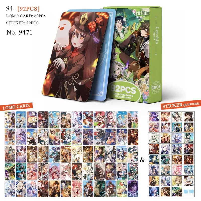 Carte postale de dessin animé Haikyuu Lomo, jouet tueur de démons Genshin Impact, cartes de Collection avec autocollants, cadeau d'anniversaire
