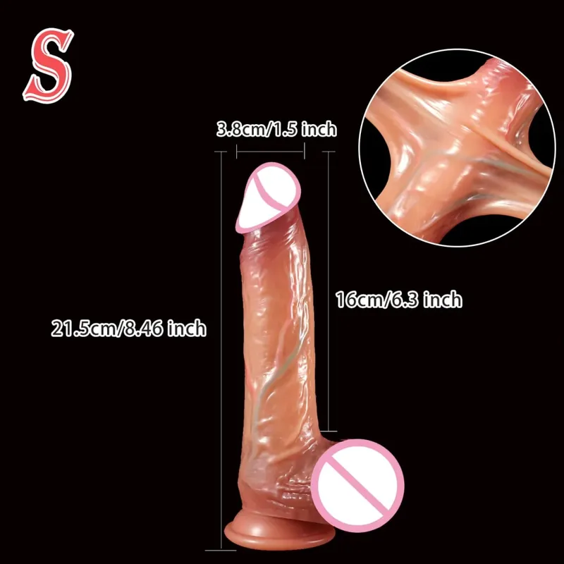 Realistic Silicone Dildo Black Soft Penis Sliding Foreskin Cock Male Genitals Vaginal Masturbation Suction Cup Dick Anal Sex Toy