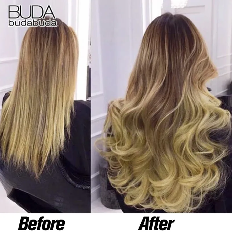 Longo reto encaracolado uma peça 5 clipes clip-in extensões 22 Polegada penteados resistentes ao calor cor mistura loira pedaço de cabelo para mulher