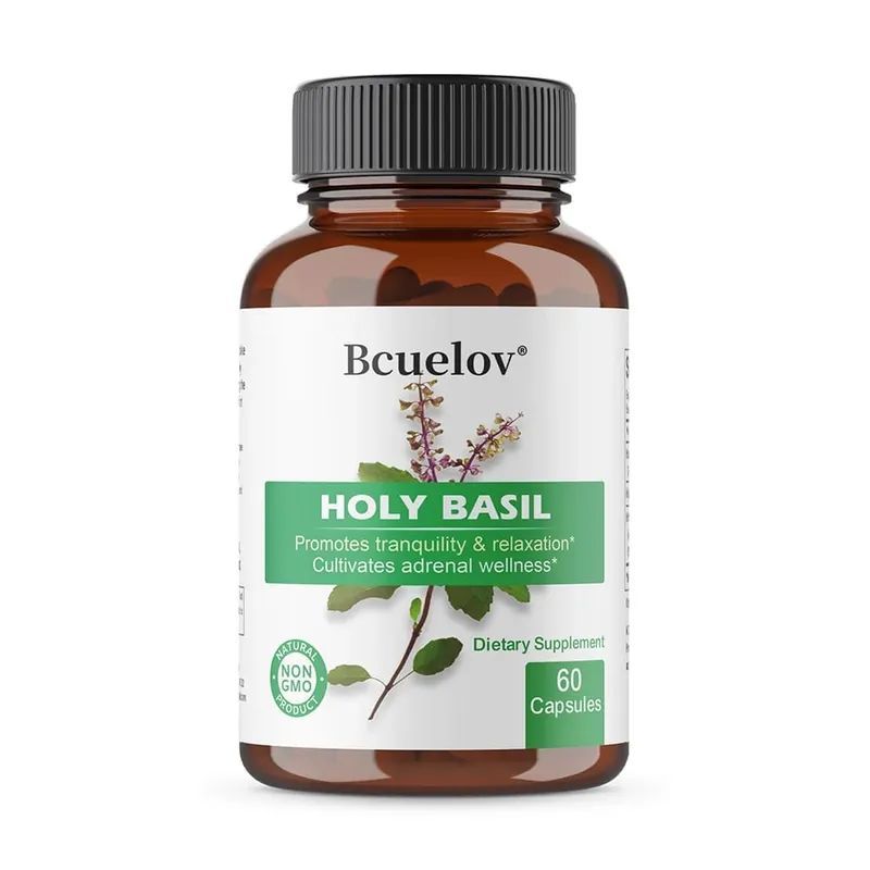 Holy Basil Tulsi Extract Capsules Support Adrenal Immune Respiratory & Daily Calm Wellness Stress & Anxiety Relief
