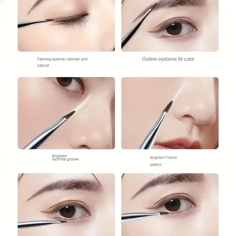 7 Combination Precision Detail Makeup Brushes Eyeliner and Eyebrow Brush Sets with Ultra-Thin Eyebrow and Lower Eyelid Brushes