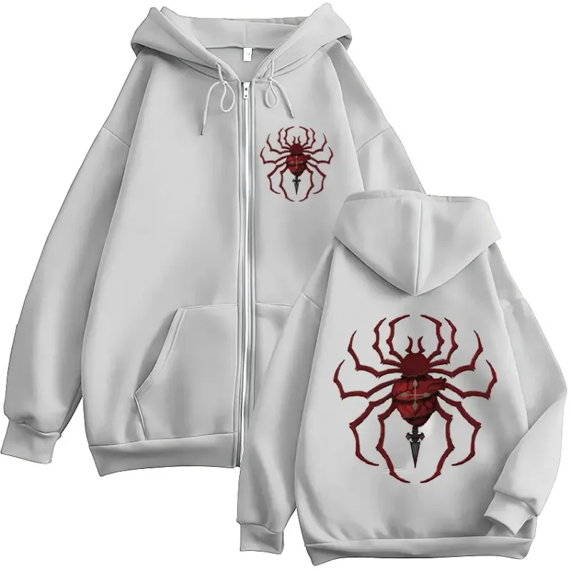 Anime Hunter X Hunter Phantom Troupe Edderkop Logo Lynlås Hættetrøjer Herre Zip Up Hættetrøjer Langærmede Pullovere Jakker