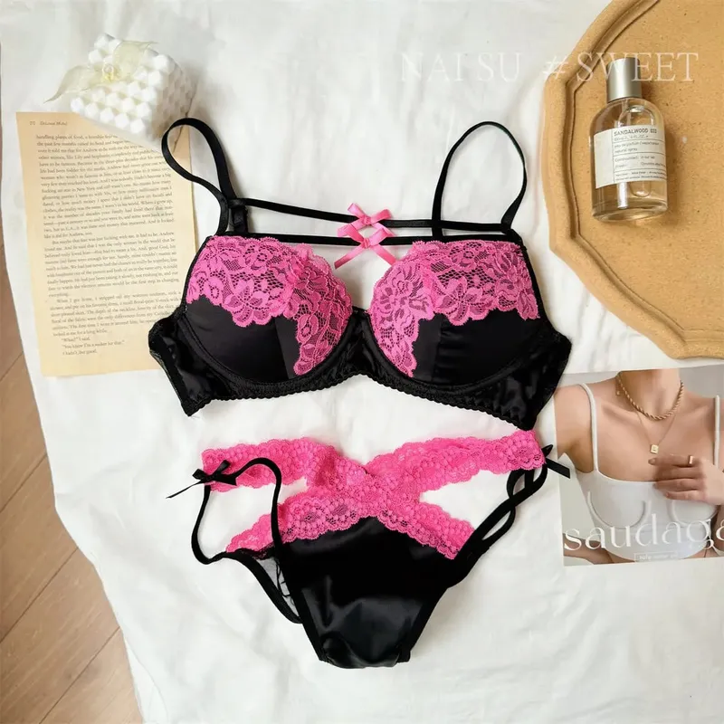 Women Lace Bra Set Sexy Ultra Thin Push Up Small Bust Shaping Anti-Sagging Comfort Lingerie Party Underwear Nightwear Hot Sale