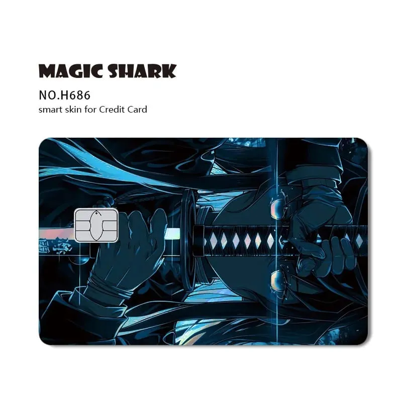 Magic Shark Cool Demon Slayers Anime Shinny Holographic Skin Cover Laser Sticker Film for Debit Credit Bank Card