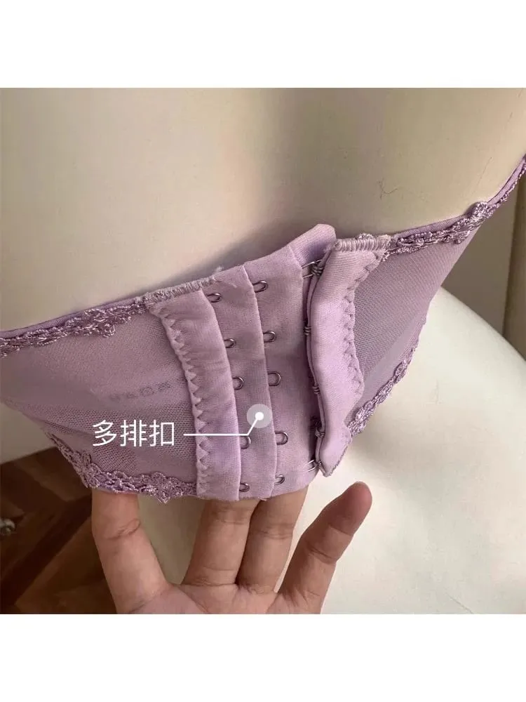 Minimizer Bra คัพใหญ่ DD+ | Sweetheart Bow Diamond Pattern Halter Top Slimชุดชั้นในบางชุดสตรีชุดชั้นในชุด — image 6