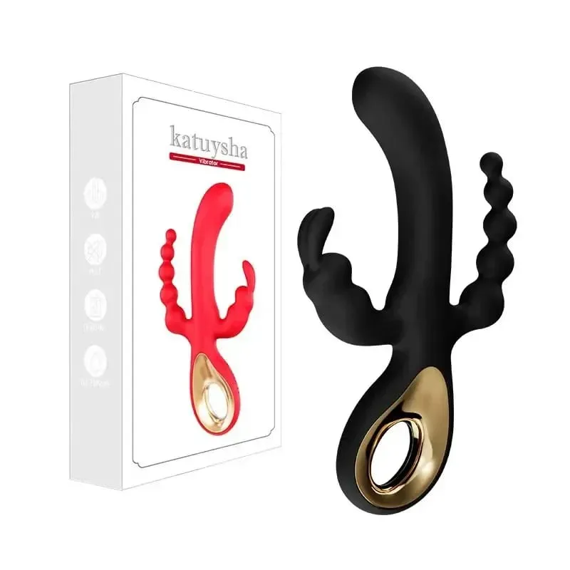 G Spot Dildo Rabbit Vibrator for Women 3 In1 Clitoris Stimulation Silicone Waterproof Female Vagina Anal Massager Adult Sex Toy