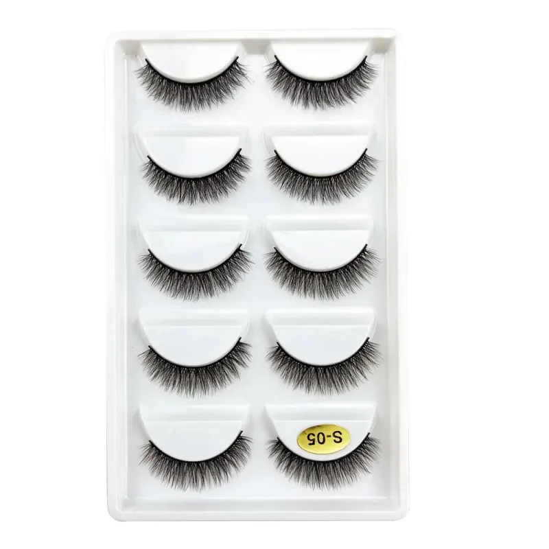 5 Pairs S03 Natural Looking 3D Mink Fake Eyelashes Makeup Tools Fluffy Style Water Mink Fur False Eyelashes for Eye Makeup