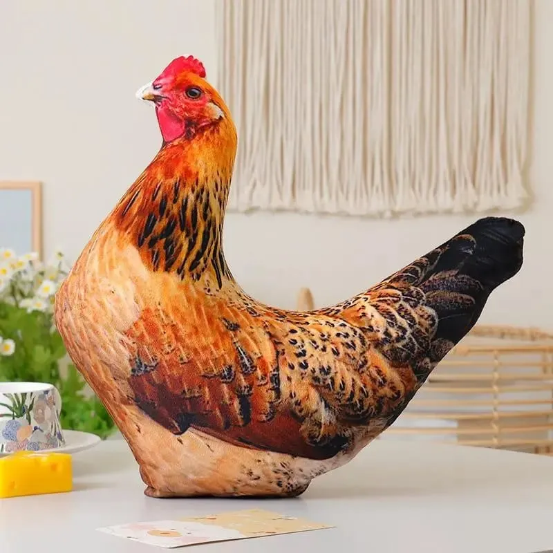 Vivid Lifelike Rooster Plush Throw Pillow 3D Print Soft Fluffy Stuffed Cushion for Bedroom Sofa Decor Gift for Kids Adults