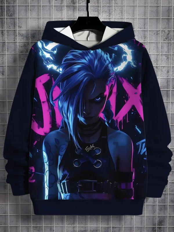 2026 Arcane Jinx Anime 3D Print All Seasons Children Casual Sweatshirt Cool Pullover Tops Unisex Clothes Boy Hoodies Clothes