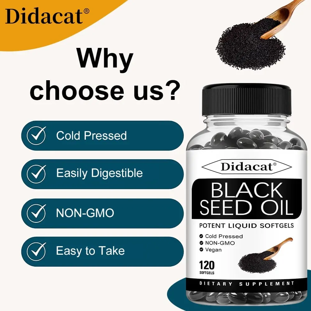 Vegan Black Seed Oil Capsules - Supports Immune Joint Digestive Hair Skin Health - Non-GMO Gluten Free Supplement