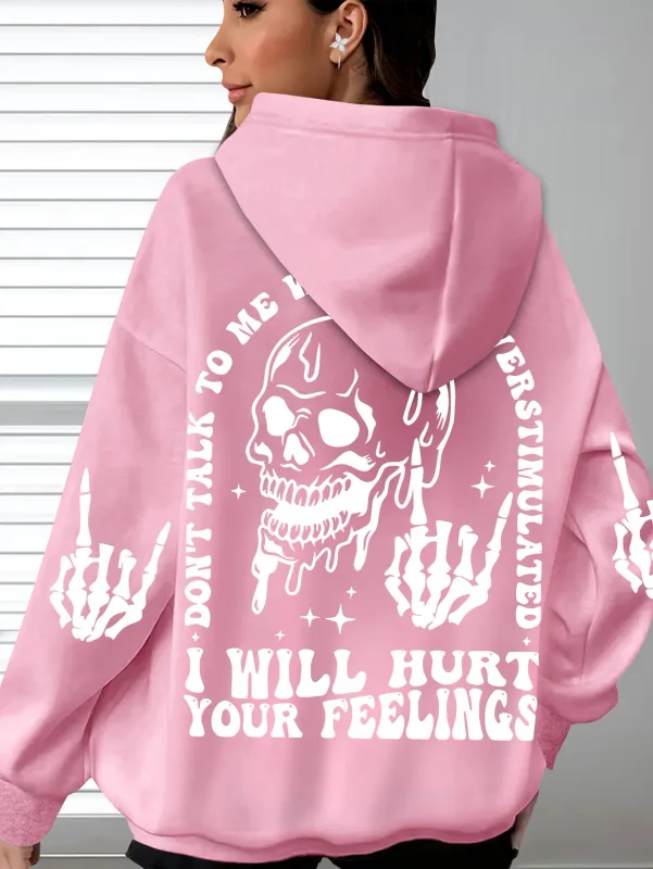 Halloween Hoodie with Skeleton Print Casual Long Sleeves and Pockets Women Men Everyday Wear Hooded Halloweenn Hoodies
