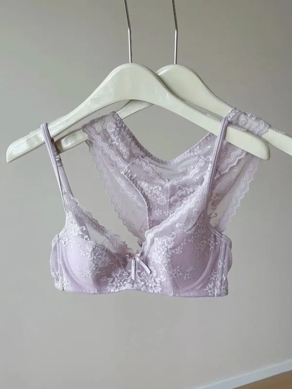 French Style Lace Underwire Bra | Half Cup Push Up Bra Large Bust Summer Lightweight Slimming Anti Sag Lingerie Set BANERDANNI