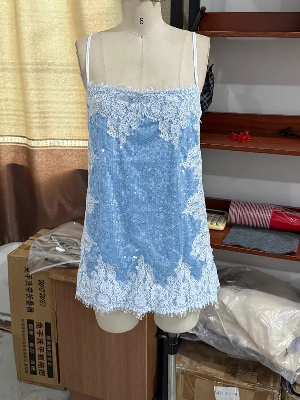 Sexy Sequin Backless Sleeveless Short Dress Women's High Waist Bodycon Shiny Mini Dresses 2026 Beach Vacation Party Club Gowns