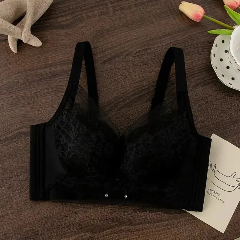 34-40 BC Thin Wire-Free Comfort Bras for Women Sexy Lace Push-Up Anti-sagging Bras Adjustable Straps Breathable Lingerie
