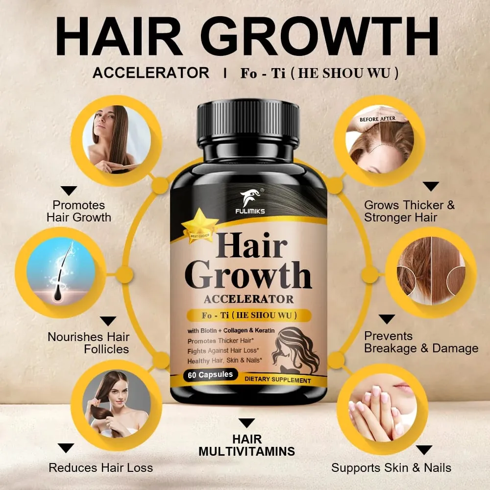 Buy 2 Get 2 Free! Hair Health Supplements Capsules with Fo-Ti Root Ginger Extract for Thicker Hair Skin Care Bone