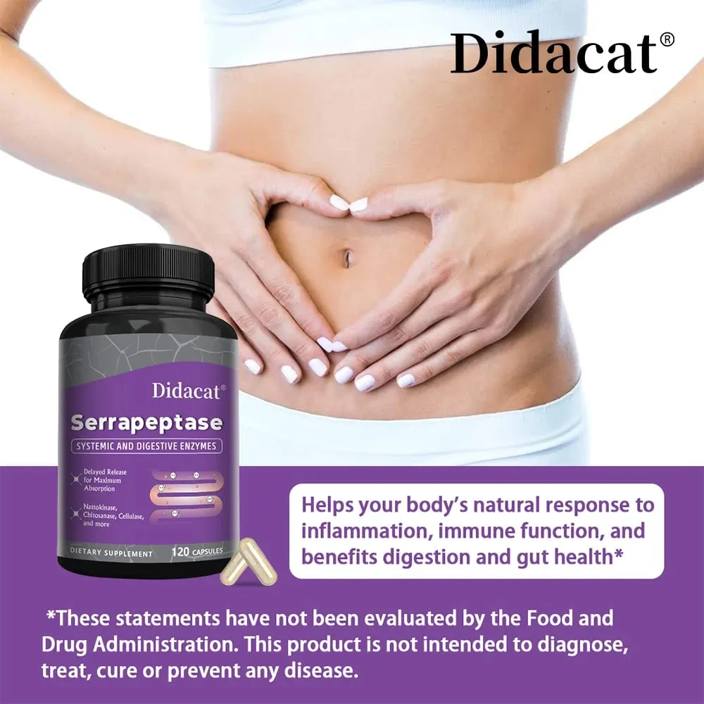 Serrapeptase 45 000 SPU Supports Sinus Health Joint Health Support Gut Health Non-GMO Gluten Free 120 Vegan Capsules