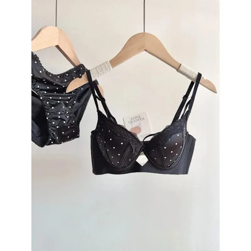 Hot French Lace Push Up Bra Polka Dot Small Chest Shaping Sweet Lingerie Adjustable Strap Soft Comfort Ladies Intimates 32-38