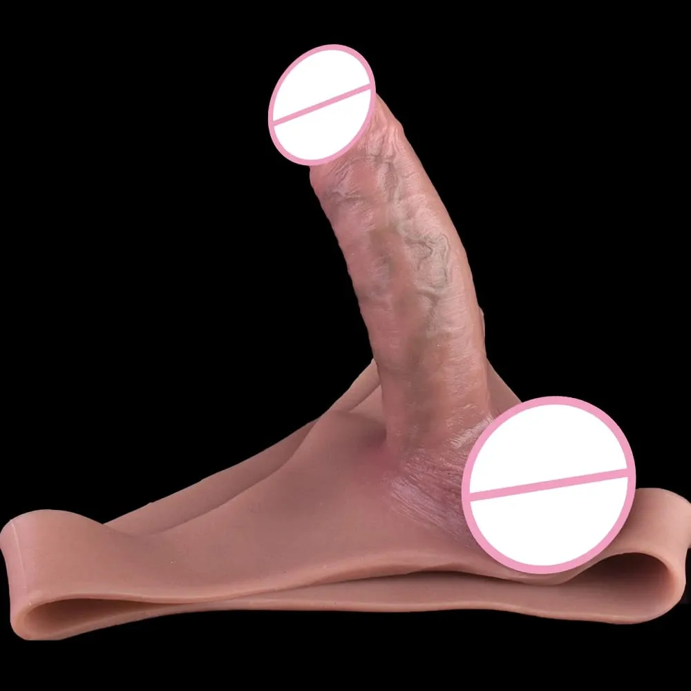 Strap-On Penis Sleeve Realistic Hollow Dildo Pants Silicone Male Dick Extender Lifelike Sex Toys For Men Adult Sexshop