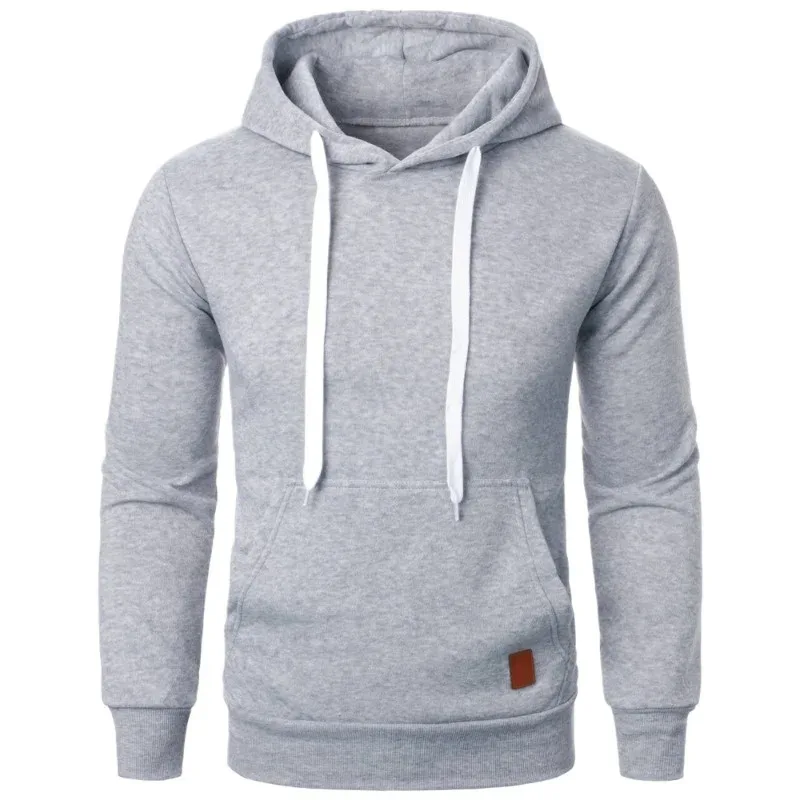 Sudaderas con capucha informales con cuello y cordón para hombre, camisas de manga larga, ropa de calle para exteriores, jersey ligero de Color sólido