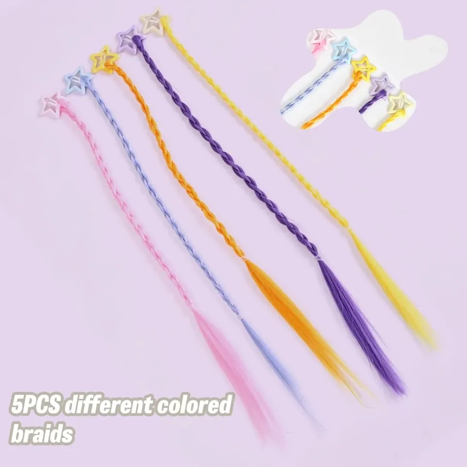 Synthesize 5PCS Colored Braided Hair Clips Ponytail Hair Accessories Suitable for Women and Girls' Daily Wear and Holiday Use