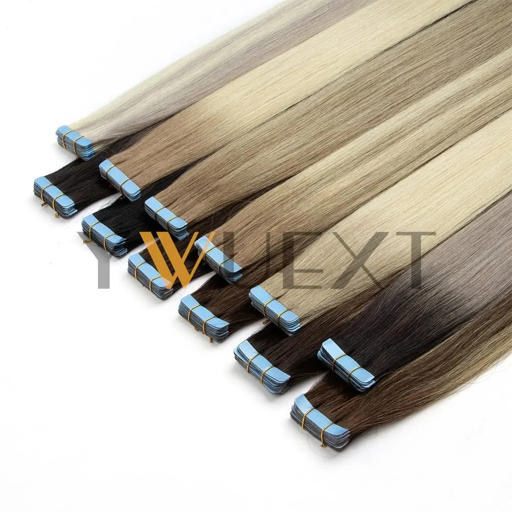 Real Human Hair Tape in Extensions 16'' 20'' Natural Straight High Light Seamless Tape Hair 20pcs On Double Sided Tape 30g/pack