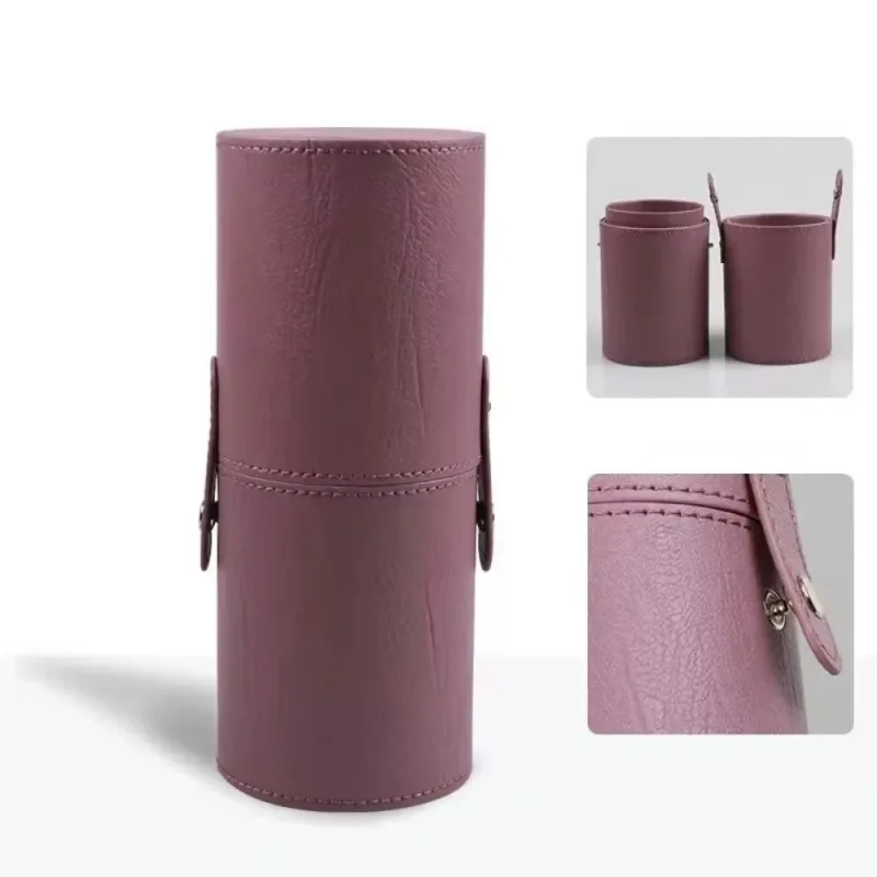 PU Leather Makeup Brush Bucket Dust-Proof Waterproof Empty Cosmetic Brushes Pen Holder Portable Makeup Brush Organizer