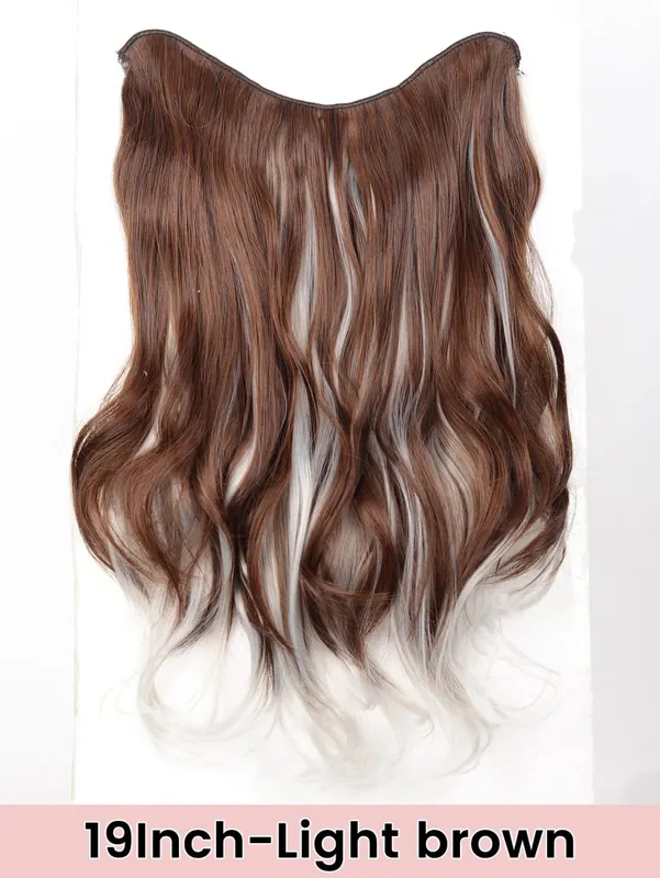 Synthetic Long Curly Wavy Hairstyle Hairpiece 5 Clip In Hair Extensions Black Brown Grey Natural Fake Hair For Women