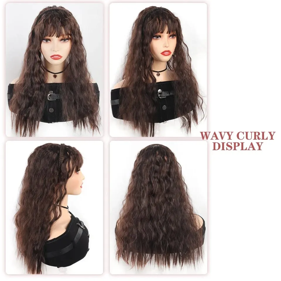 Synthetic Topper for Women Long Water Wave Top Clip Topper Hair Extensions Cover Thinning Hair Grey Hair Increase Volume
