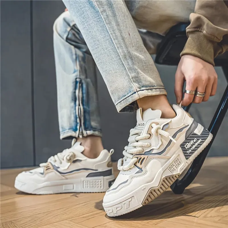 Men's Trendy Skate Shoes Comfy Non Slip Casual Lace Up Sneakers For Men's Outdoor Activities