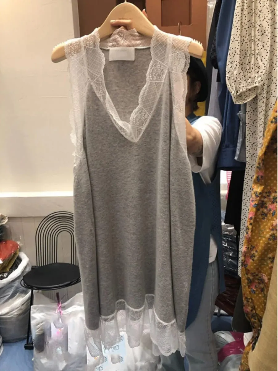Elegant plus Size Summer Dress with Wood Grain Sleeveless Vest Style A-Line Midi Dress for Plump Women Korean Style