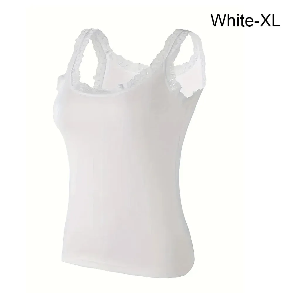 Casual U Neck Summer Tank Tops Sleeveless With Lace Cami Top Shirt Underwear Camisoles Vest Corset for Women