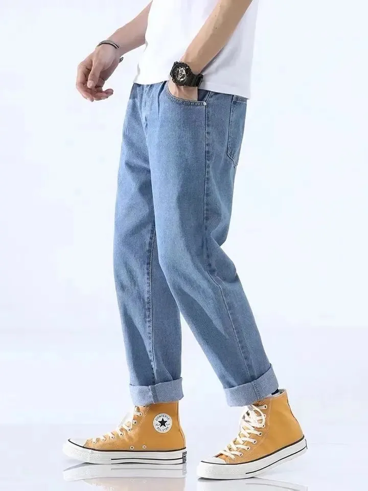 Retro American High Street Wide Leg Jeans Men's Heavyweight Washed Loose Trendy Brand Embroidery High Street Long Pants