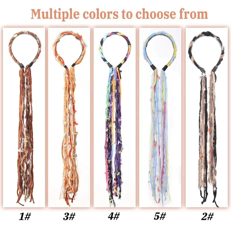 Synthetic Plush Maillard Colored Long Tassel Headband Bohemian Hair Accessory Suitable for Women's Parties