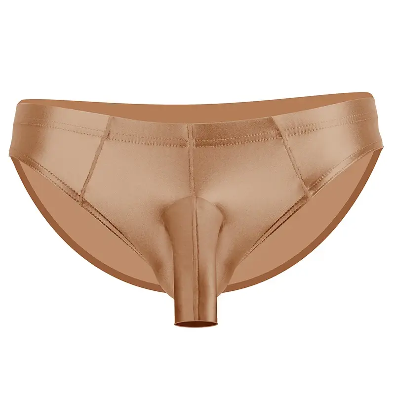 Men's glossy underwear open Pouch Panties Men Smooth Underwear Lingerie Hip Lifting High Elastic Bikini Briefs gay underwear
