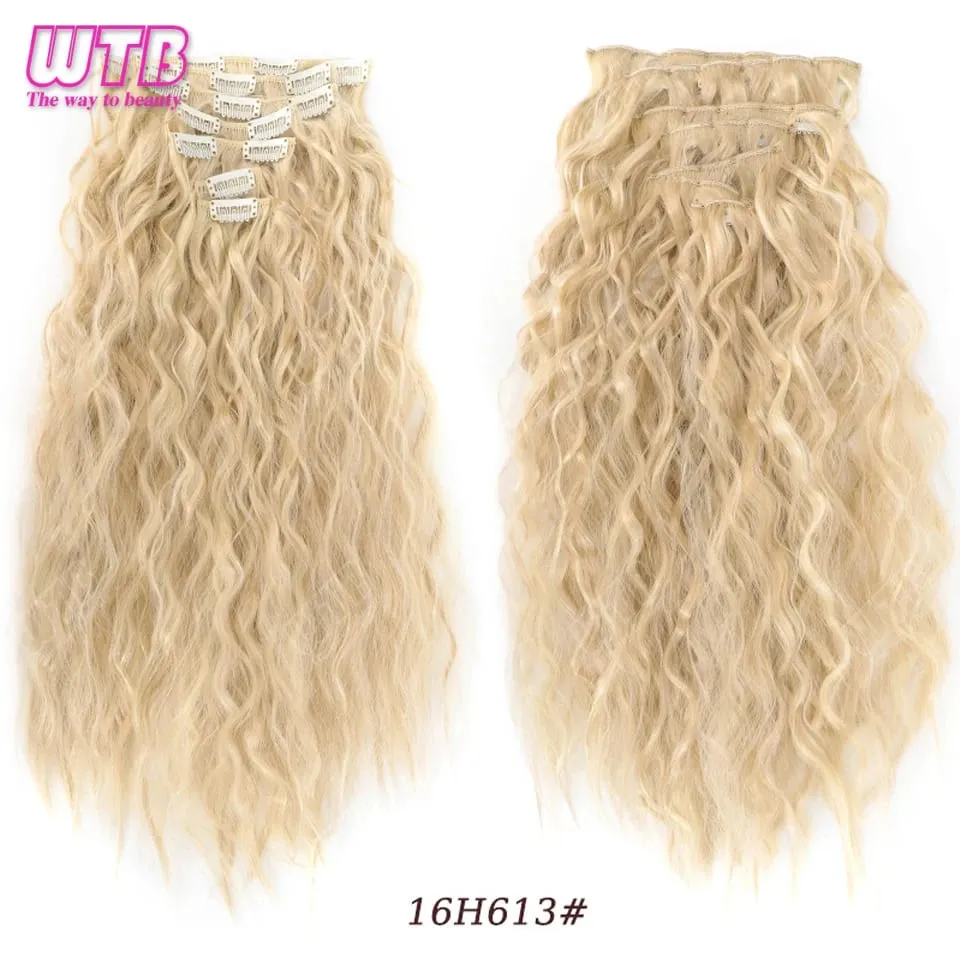 Synthetic 16 Clips in Hair Extensions Long Wavy Hairstyle Blonde Black Hairpieces Heat Resistant False Hair Daily Use
