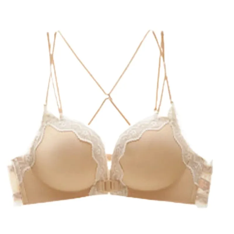 Best Selling Leopard Print Front Closure Push Up Bra Set Sexy Back Design Small Bust Enhancing Women Lingerie