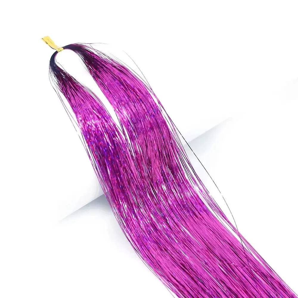 Sparkle Shiny synthetic Hair Tinsel Hair Extensions Dazzles Women Hippie for Braiding Headdress Hair Braiding Tools Long 120cm