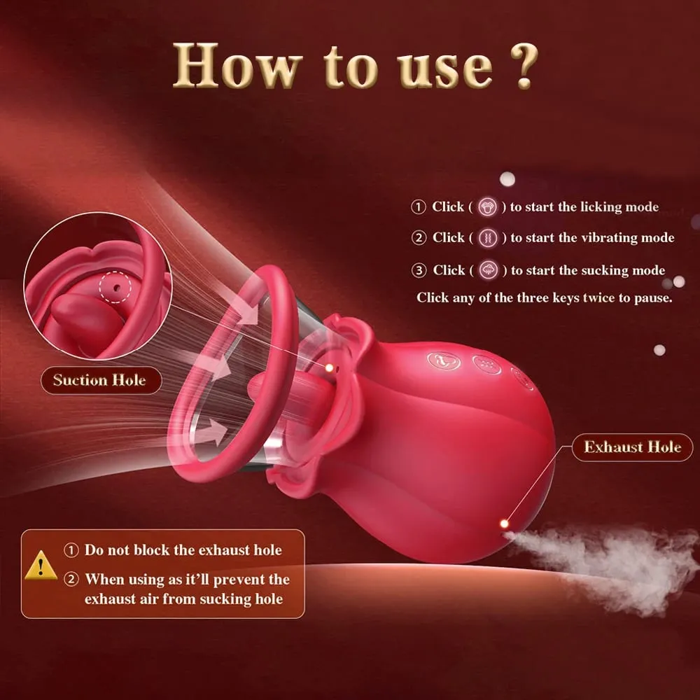 Sucking Licking G spot Vibrator Rose-Sex Toy Adult Sex Toys Removable Cup Clit Nipple Stimulation 360° Rotation Vibrators 18+