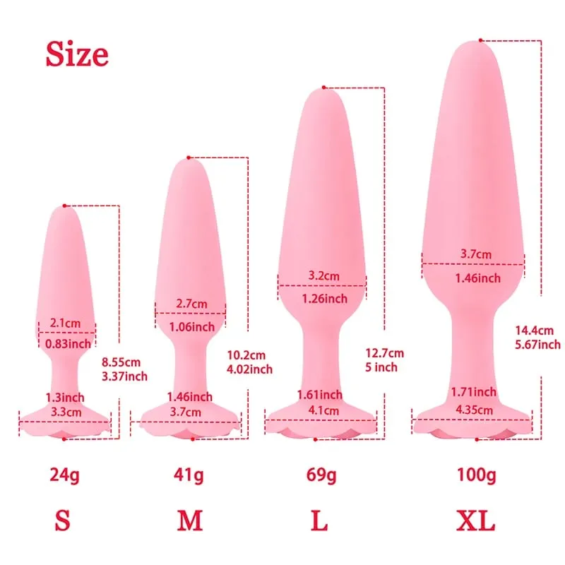 Silicone Dildo Anal Butt Plug Rose Base Anal Toys Anal Plug for Woman Adults Games Sex Toys for Women Anal Trainer Sex Shop