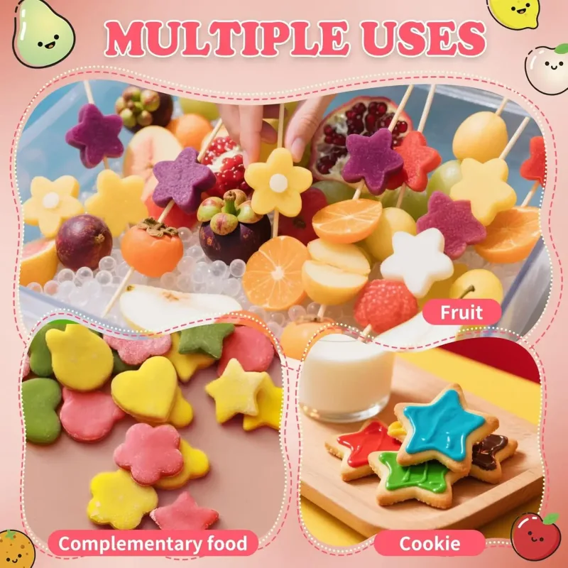 3/5/8Pcs Pressed Fruit Printing Cutting Flower Vegetable Kitchen Embossing Biscuit Cookie Cutting Mold For Kids Lunch Bento Box