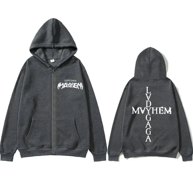 Lady Gaga Mayhem Νέο άλμπουμ Zipper Hoodies Ανδρικά Γυναικεία Μόδα Hip Hop Zip Ip Φούτερ Oversized Fleece Y2k Μπουφάν Streetwear