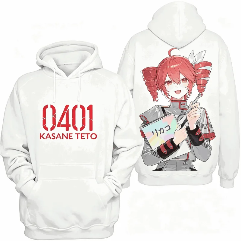 Kasane Teto Printed Oversized Unisex Vintage Loose hoodies for Men Women Fleece warm Casual Retro Fashion high quality Couples