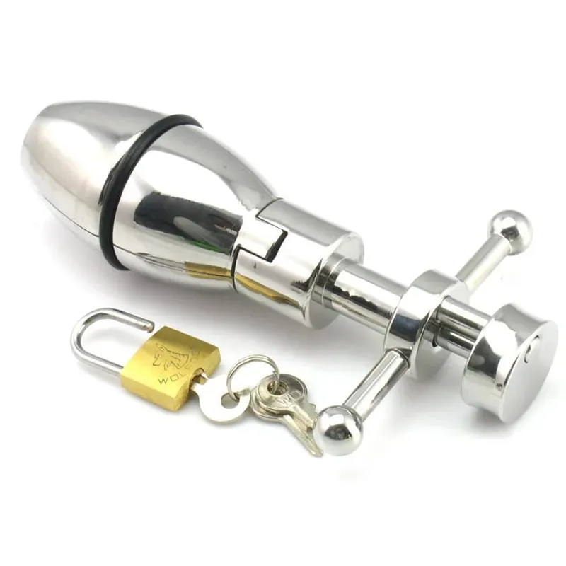Anal Open Tool Butt Stretching Adult Sex Toy Stainless Steel Anal Plug With Lock Expanding Sex Toy Drop shipping